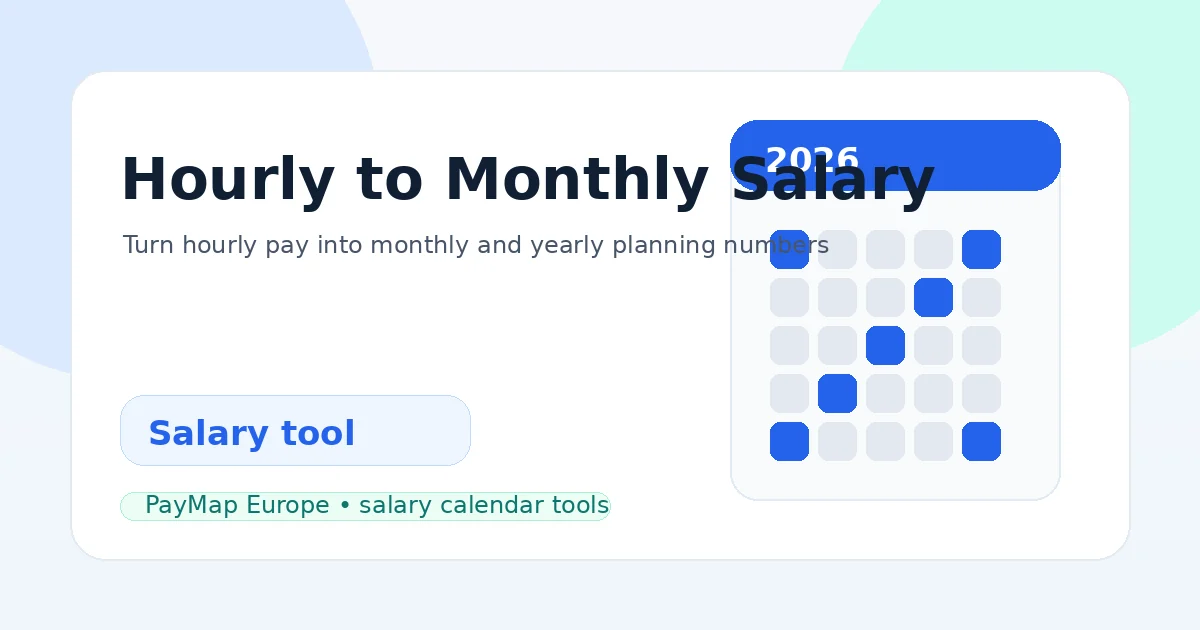 Hourly to Monthly Salary Calculator Europe 2026 dashboard